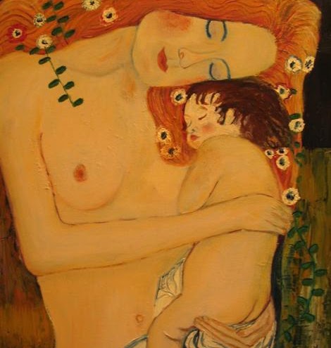 Peinture d’une mère et de son enfant, reprise du site d’origine